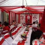 bàn ghế đám cưới trắng đỏ, ban ghe dam cuoi trang do, cho thue ban ghe trang do, cho thuê bàn ghế trắng đỏ